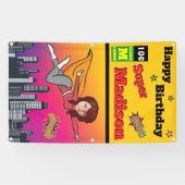 ファンタスティックスーパーヒーロー誕生日フォトパーフェクトガール 横断幕 (横)