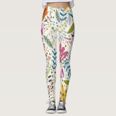 ファンタスティックフローラオンフローラホワイトプリント レギンス (正面)