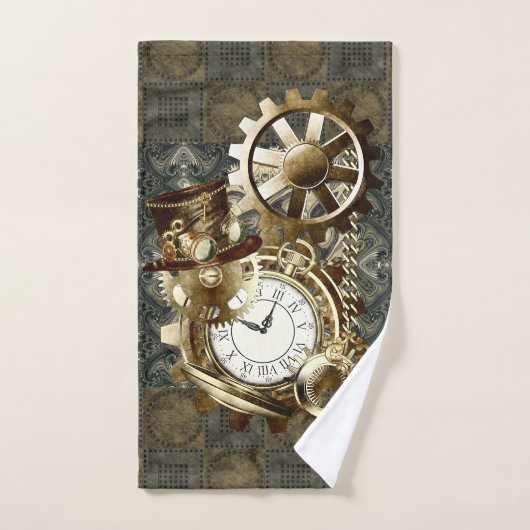 ファンタスティックラスティと金ゴールドスチームパンクアート バスタオルセット (ハンドタオル)