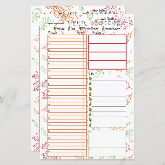 ファンタスティック秋スケジュールデイビューワプランナー挿入 (正面/裏面)