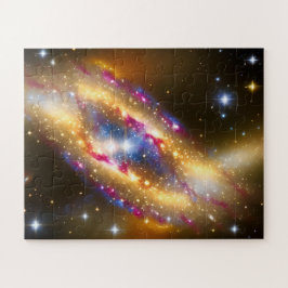 ファンタスティック金ゴールドブルーとピンクのおもしろいコスモス芸術的 ジグソーパズル