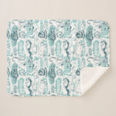 『ファンタスティック・ビーツ・ブルー・パターン』 シェルパブランケット (正面(横))