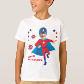 ファンタスティックUSAスーパーヒーローボーイ誕生日途方もない Tシャツ (正面)