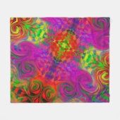 [ファンタスマゴリア]ゆがんだ渦巻き色  フリースブランケット (正面(横))