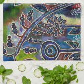 ファンタソニックロータスフラワーガーデンオリジナルアート キッチンタオル (折り畳み)