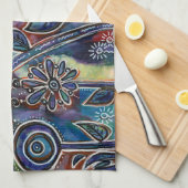 ファンタソニックロータスフラワーガーデンオリジナルアート キッチンタオル (四つ折り)