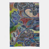 ファンタソニックロータスフラワーガーデンオリジナルアート キッチンタオル (縦)