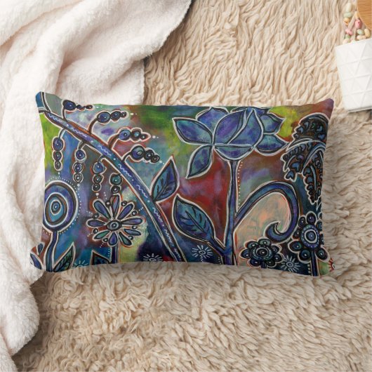 ファンタソニックロータスフラワーガーデンオリジナルアート ランバークッション (ブランケット)