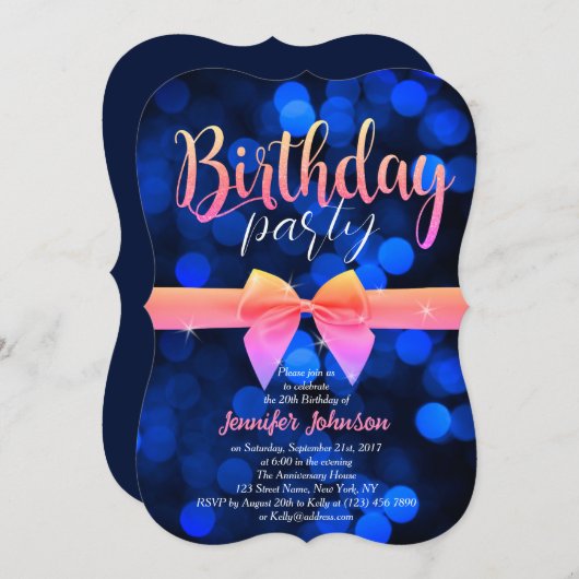 ファンタビュルースブルーバブルズバイデイパーティー招待状 招待状 (正面/裏面)