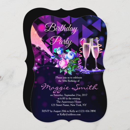 ファンタブルフラワーズアンドシャンパンデイ招待状 招待状 (正面/裏面)