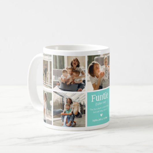 ファンティフォトコラージュ定義かわいいモダン叔母 コーヒーマグカップ (正面左)