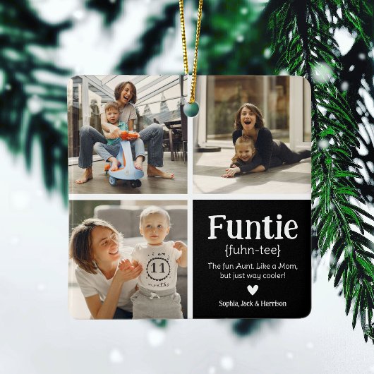 ファンティ3フォトコラージュ定義かわいいクリスマス セラミックオーナメント