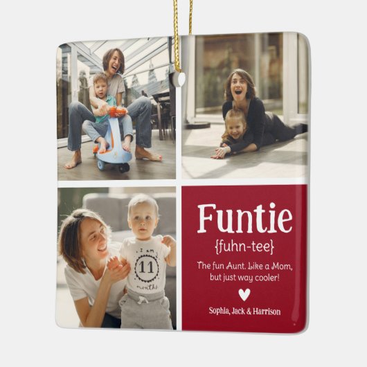 ファンティ3フォトコラージュ定義かわいいクリスマスC セラミックオーナメント (左)