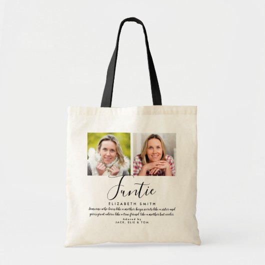 ファンテモダンィスクリプトAuntie引用文写真 トートバッグ (正面)