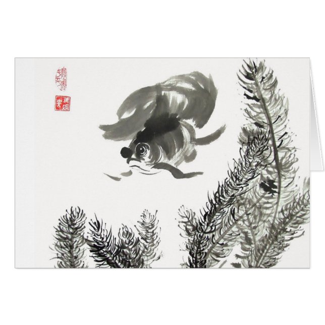 ファンテールの金魚の空白のなカード (正面横)