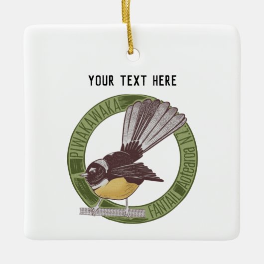 ファンテールニュージーランド先住民バードアオテアロアNZ セラミックオーナメント (正面)