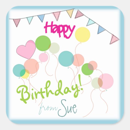 ファンディカスタマイズー誕生日シール スクエアシール (正面)