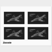 ファントム戦闘機ジェット（超音速航空機）パイロット 長方形シール (シート)