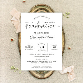 ファンドレイザーロゴミニマリスト白黒チャリティー 招待状