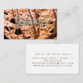 ファンネルケーキフードトラックベイカーブラックティール(緑がかった色) 名刺 (正面/裏面)