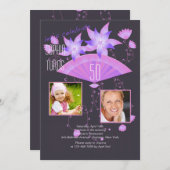 ファンノワール2つの写真の誕生日パーティーへの招待 招待状 (正面/裏面)