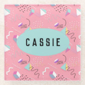 ファンピンク1990年代レトログラフィック ガラスコースター (正面)