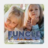 ファンルおもしろいアンクルフォトクリスマスメタルオーナメント メタルオーナメント (正面)