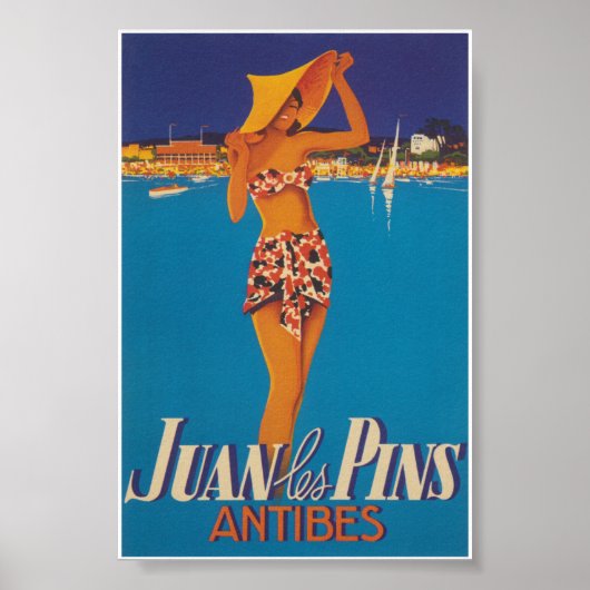 ファンレピンアンティベスフランスヴィンテージトラベル ポスター (正面)