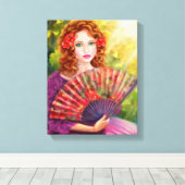 ファン付きの美しい少女ファンタジー キャンバスプリント (インサイチュ (ウッドフロア))