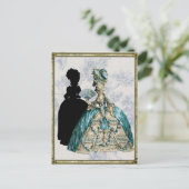 ファン付きグルジア人女性 – 青 ポストカード (スタンド正面)