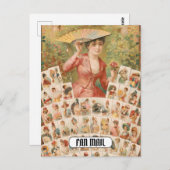 ファン付きフおもしろいァンメールヴィンテージ ポストカード (正面/裏面)