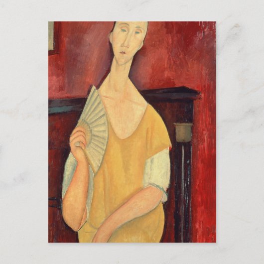 ファン付き女性1919 ポストカード (正面)