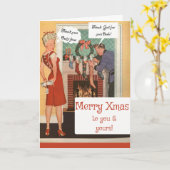 ファン救のクリスマス、ヴィンテージおもしろい カード (黄色い花)