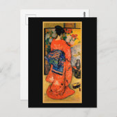 ファン日本のの女性 ポストカード (正面/裏面)