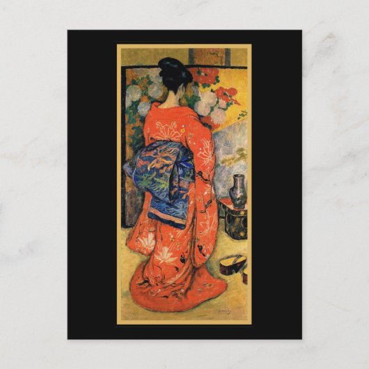 ファン日本のの女性 ポストカード (正面)