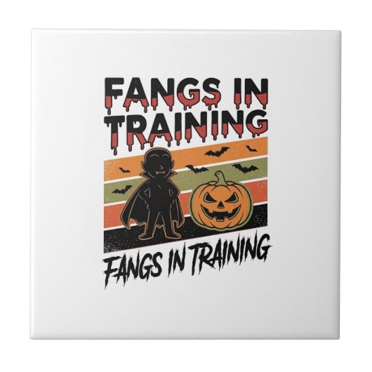 ファン・イン・トレーニング 楽しいヴァンパイア ハロウィンTシャツ タイル (正面)