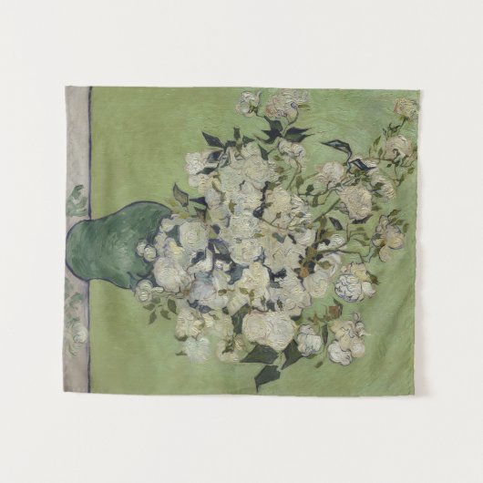 ファン・ゴッホが花瓶に飾ったスティルライフピンクのバラ タペストリー (正面(横))