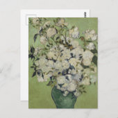 ファン・ゴッホが花瓶に飾ったスティルライフピンクのバラ ポストカード (正面/裏面)