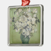 ファン・ゴッホが花瓶に飾ったスティルライフピンクのバラ メタルオーナメント (左)