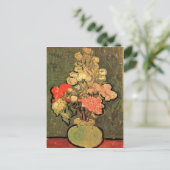 ファン・ゴッホによるバラ・マローズ付きスチルライフ花瓶1890 ポストカード (スタンド正面)