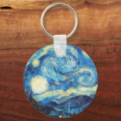 ファン・ゴッホによるピクセル化された星空の夜 キーホルダー (正面)