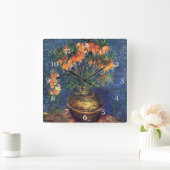 ファン・ゴッホによる銅花瓶の中の油蔵 スクエア壁時計 (ホーム)