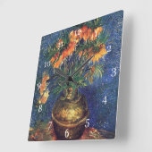 ファン・ゴッホによる銅花瓶の中の油蔵 スクエア壁時計 (傾斜)
