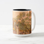 ファン・ゴッホのオリーブ狩りの女性: ツートーンマグカップ (正面右)