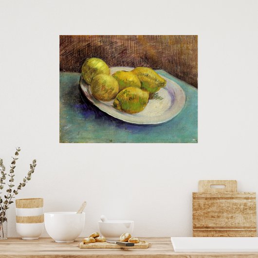ファン・ゴッホのプレートでレモンズとスティルライフ ポスター (キッチン)