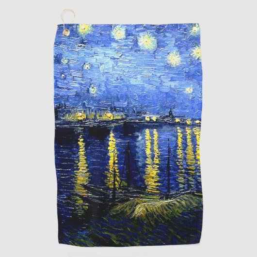 ファン・ゴッホのローネ上空での星空の夜 ゴルフタオル (正面)