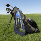 ファン・ゴッホのローネ上空での星空の夜 ゴルフタオル (グリーン)