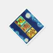 ファン・ゴッホの有名なヒマワリ スタンダードカクテルナプキン (角)