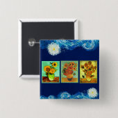 ファン・ゴッホの有名なヒマワリ 缶バッジ (正面&裏面)