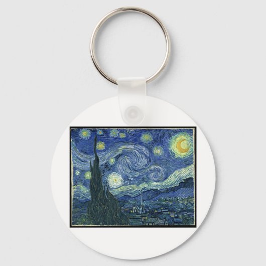 ファン・ゴッホの絵画：星空の夜ファン・ゴッホ キーホルダー (正面)